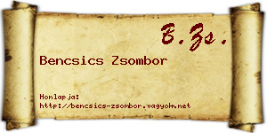Bencsics Zsombor névjegykártya